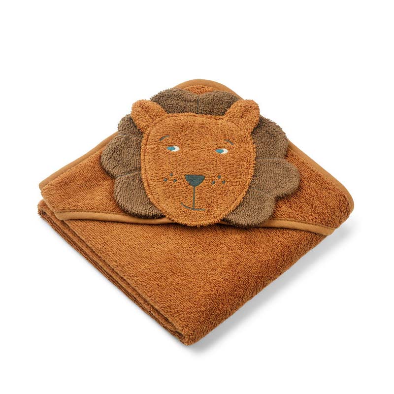 Liewood lille babyhåndklæde, lion – golden caramel