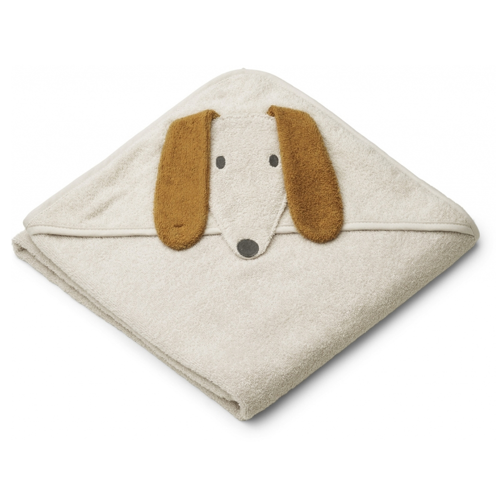 Liewood babyhåndklæde med hætte, Hund sandy
