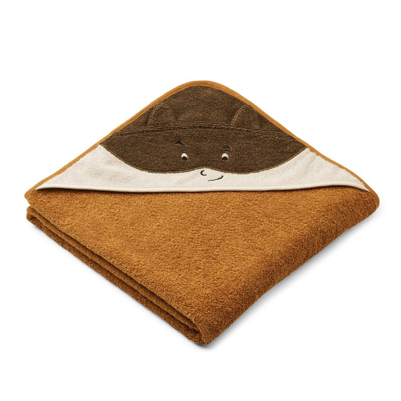 Liewood babyhåndklæde med hætte, superhelt – golden caramel