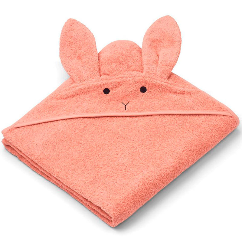 Liewood babyhåndklæde, rabbit – dusty coral