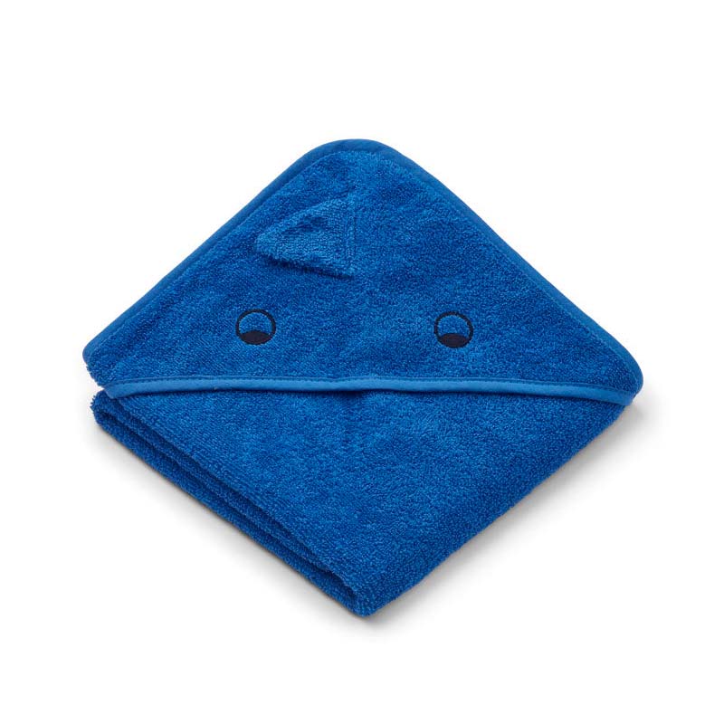 Liewood lille babyhåndklæde, dragon – whale blue
