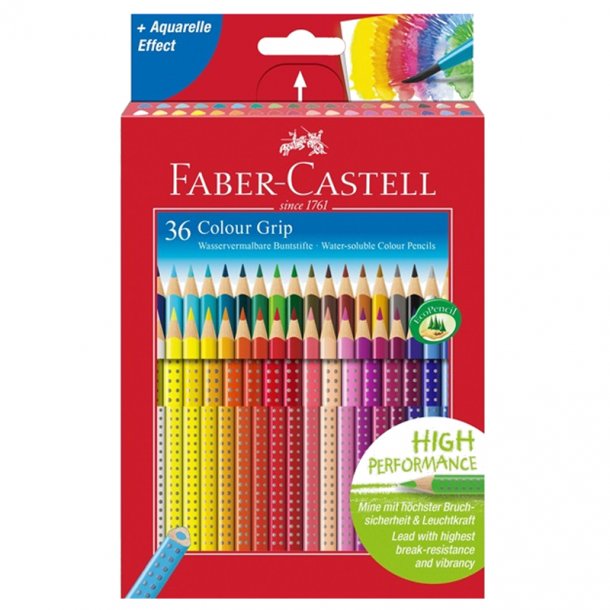 Faber-Castell grip akvarel farveblyanter, 36 stk
