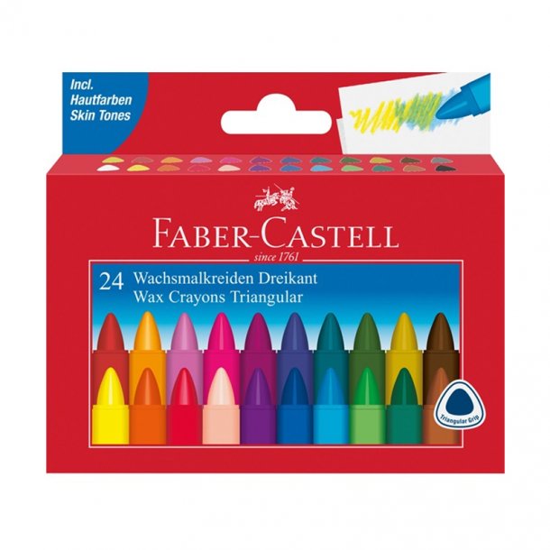Faber-Castell trekantede farvekridt, 24 stk