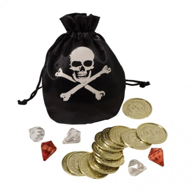 Piratpung med mønter og ædelsten