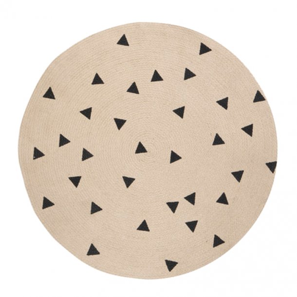 Ferm Living gulvtppe, rundt black triangles - small