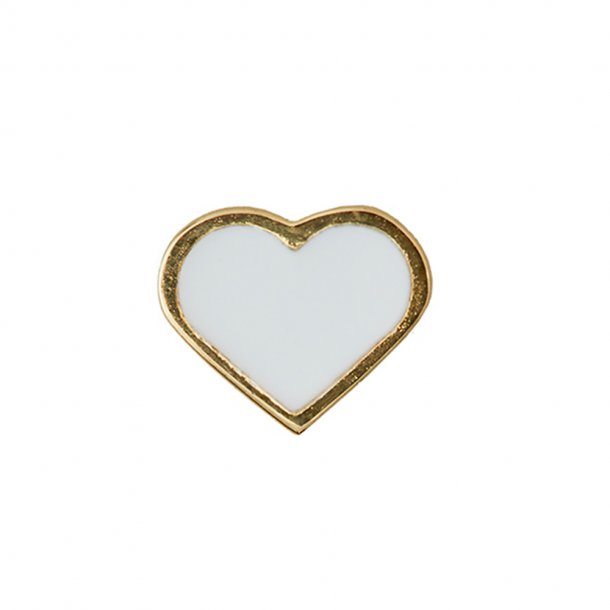 Design Letters smykkevedhæng, hvid emalje hjerte - guld