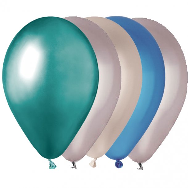 Børnenes Kartel Metalic ballon blå mix 5 stk