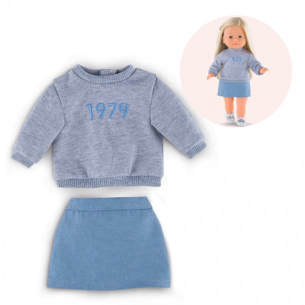 Corolle dukketj, ma Corolle sweatbluse og nederdel