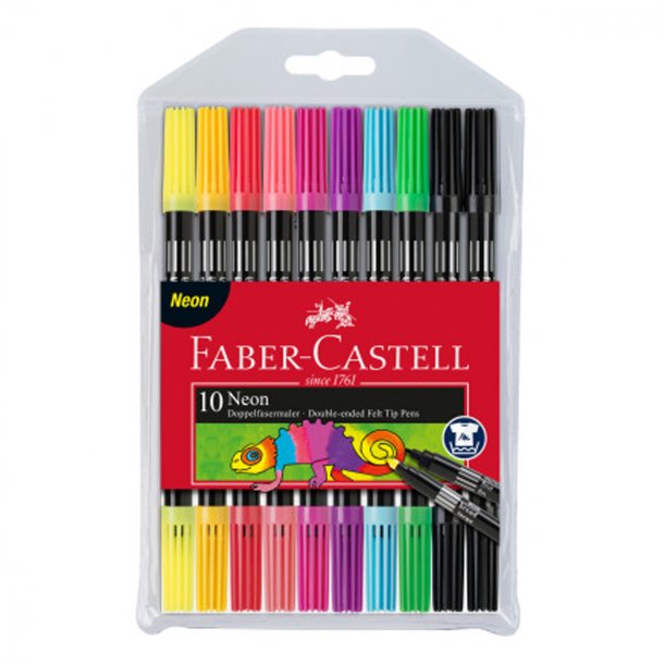 Faber-Castell dobbelt tusser med tyk og tynd spids, 10 stk neon