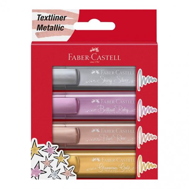 Faber-Castell textliner, 4 stk metallic