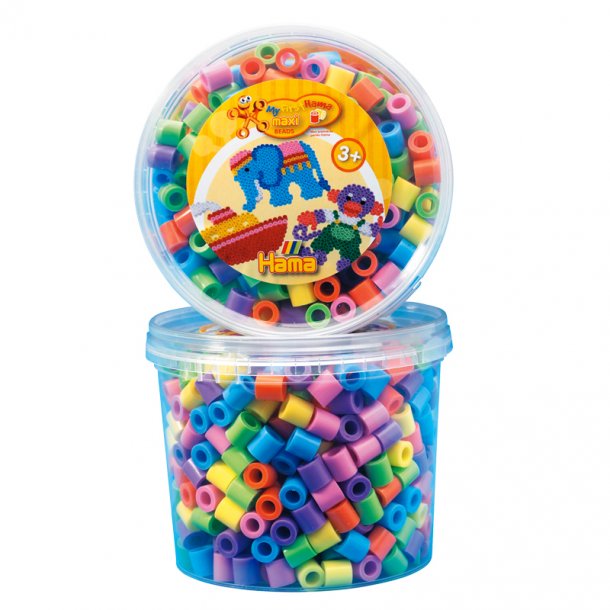 Hama maxi perler i btte, 600 stk - pastelfarver