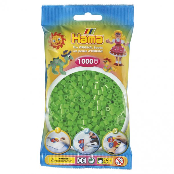 Hama perler 1000 stk neon grøn, frv 42