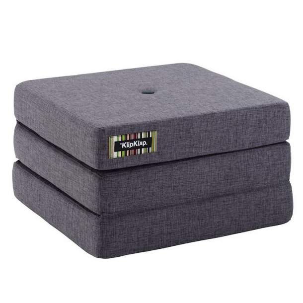 byKlipKlap 3-fold single madras, blågrå med grå knap