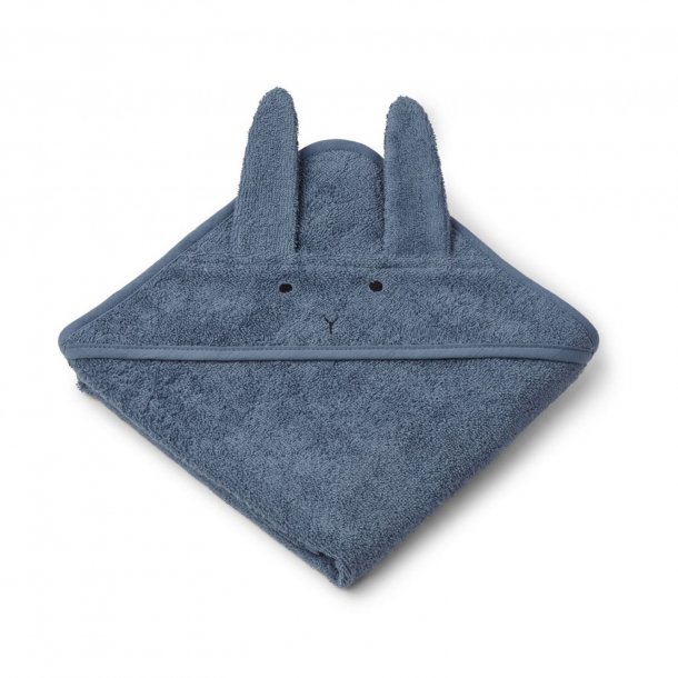 Liewood lille babyhåndklæde med hætte, kanin - blue wave