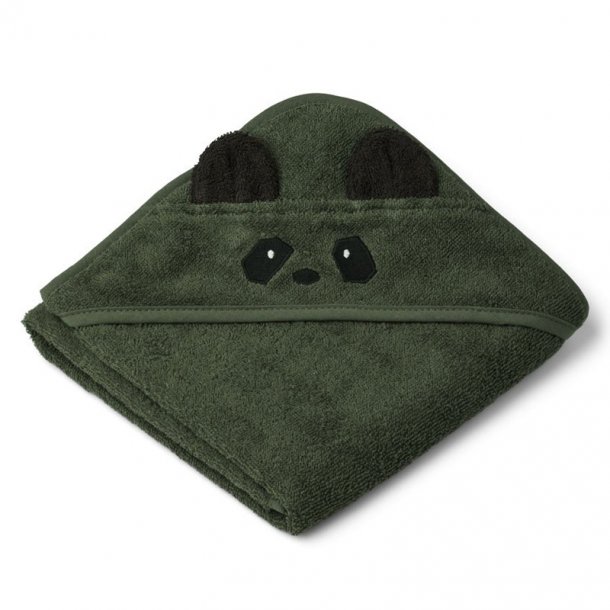 Liewood babyhåndklæde med hætte, panda hunter green