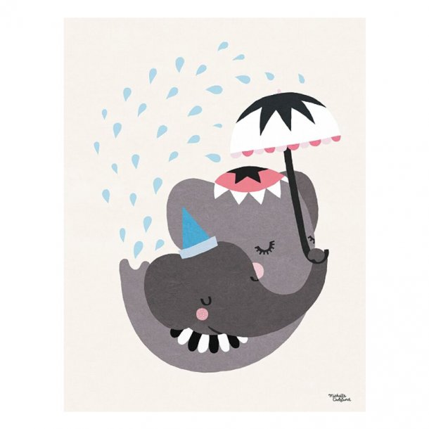 Michelle Carlslund plakat, Elephant Love - 30 x 40 cm
