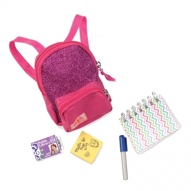 Our Generation dukketilbehør, pink skoletaske