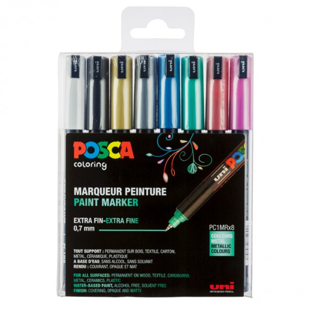 Posca marker PC-1MR, 8-pak metallic farver