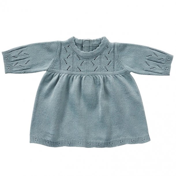 by Astrup dukketøj, langærmet strikkjole gråblå 46-50 cm
