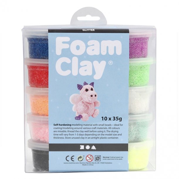 Foam Clay 10 x 35 gram, glitter