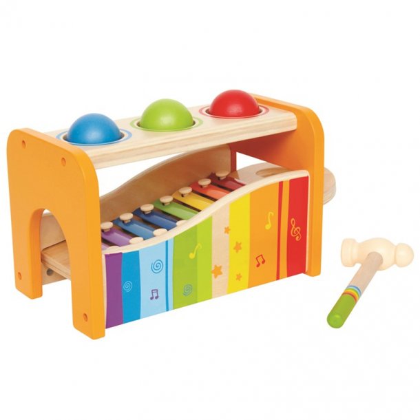 Hape musikinstrument i tr, pound and tap bench