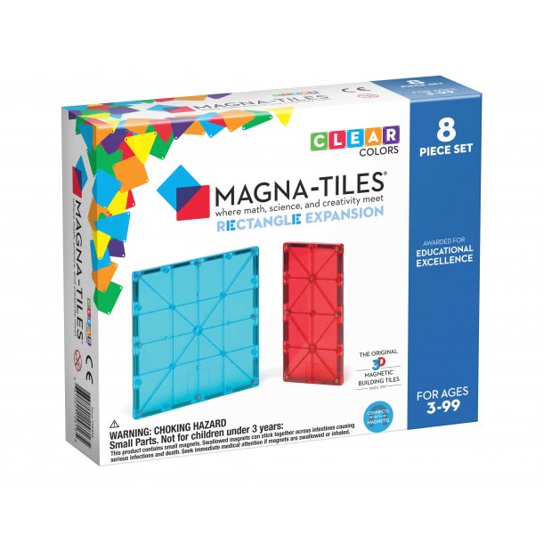 Magna-Tiles byggemagneter Rectangles, clear - 8 dele