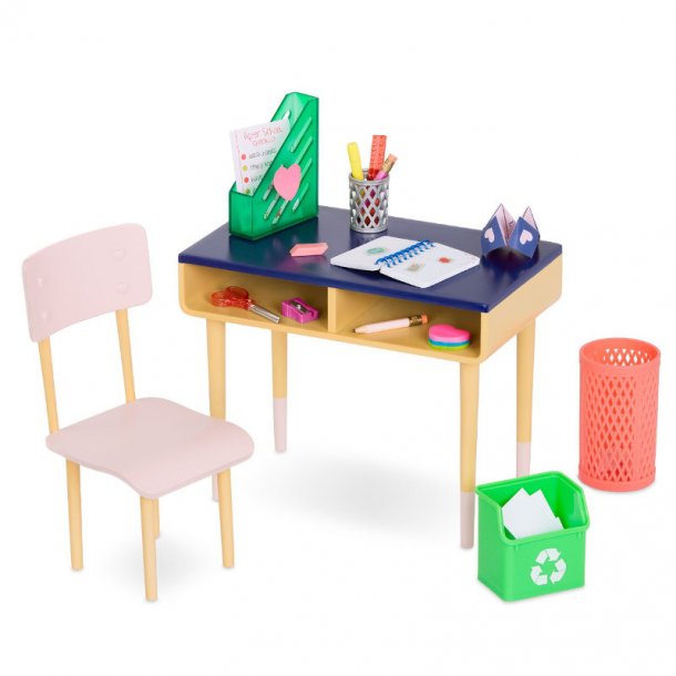 Our Generation dukketilbehør, skrivebord og stol