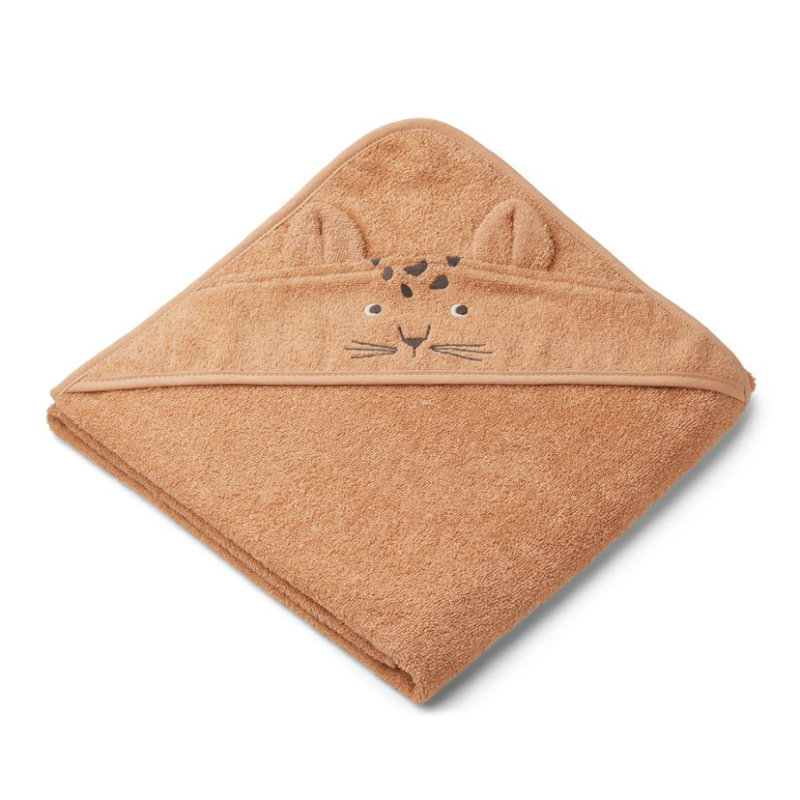 Liewood babyhåndklæde med hætte, leopard apricot