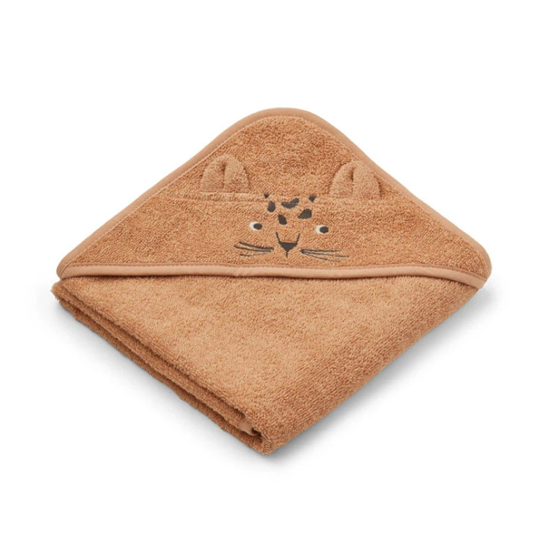 Liewood lille babyhåndklæde, leopard apricot